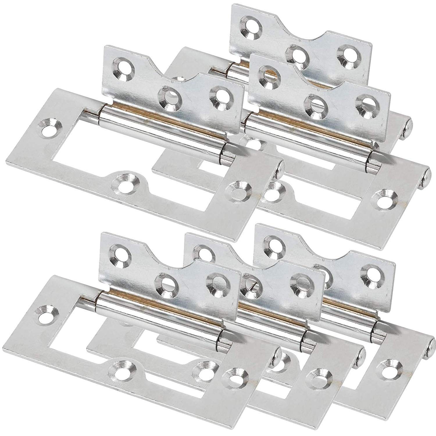 3 Pairs (6 Unit) Flush Hinges Polished Chrome 76mm x 33mm