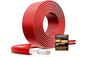 OUDUDIANZI Solar Panel Extension Wire, H1Z2Z2-K Tinned Copper PV Wire, Outdoor Solar Wiring Cables for Photovoltaic Solar System, Automotive RVs, Boats (10m/10AWG Red)
