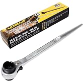 Udibas 19mm&times;22mm (or 3/4" x 7/8") Professional Grade 12 Point Double Ended Socket Ratcheting Podger Scaffold Spud Wrench,Silver