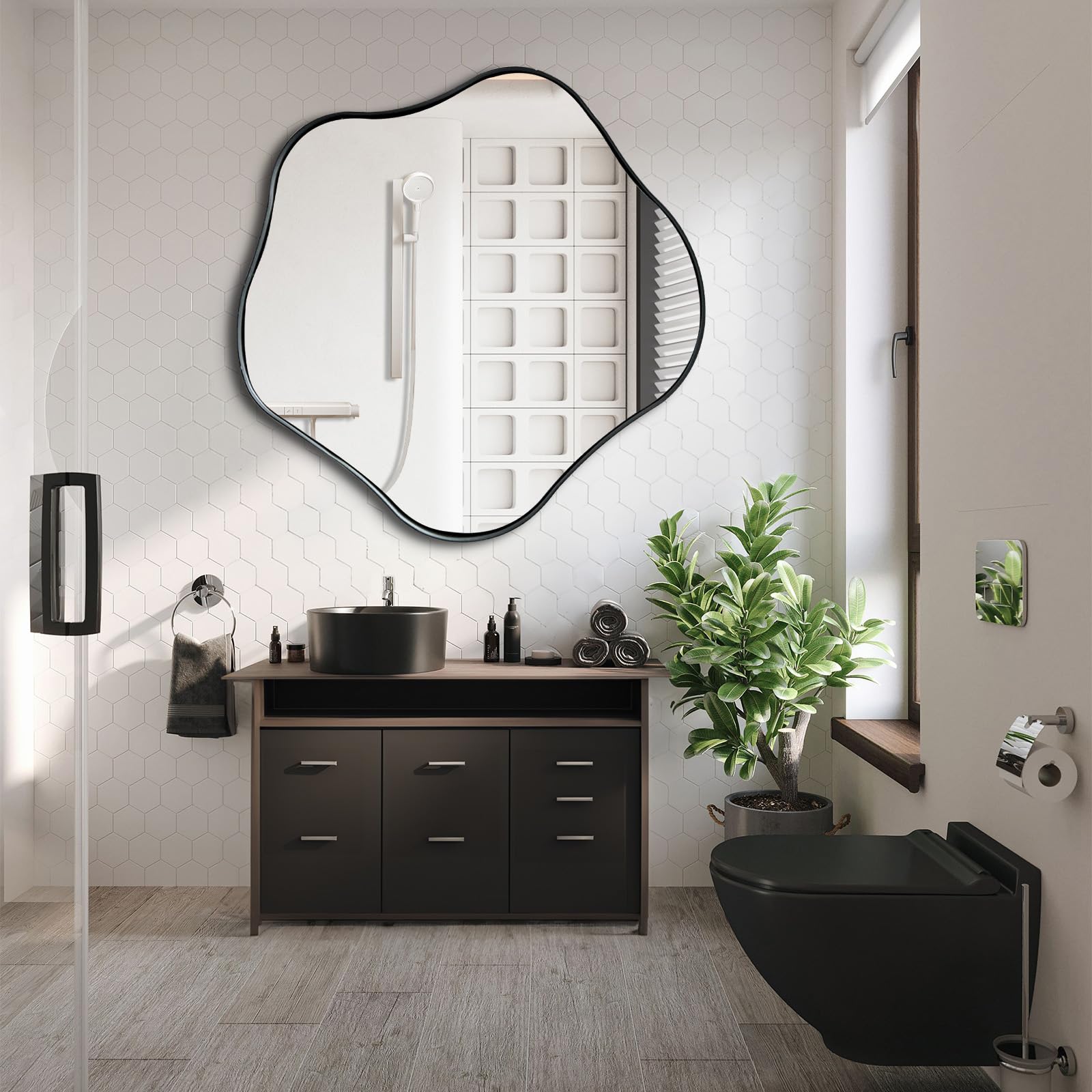 womilous Large Irregular Mirror, 35