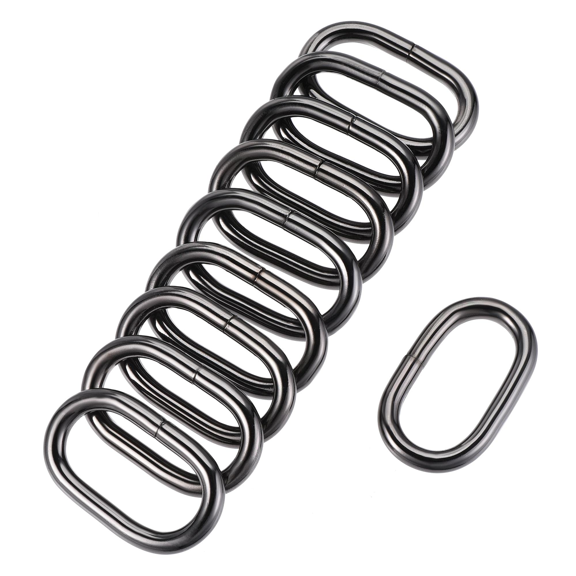 sourcing map Metal Oval Ring Buckles 32x15mm for Bags Belts DIY Black 10pcs