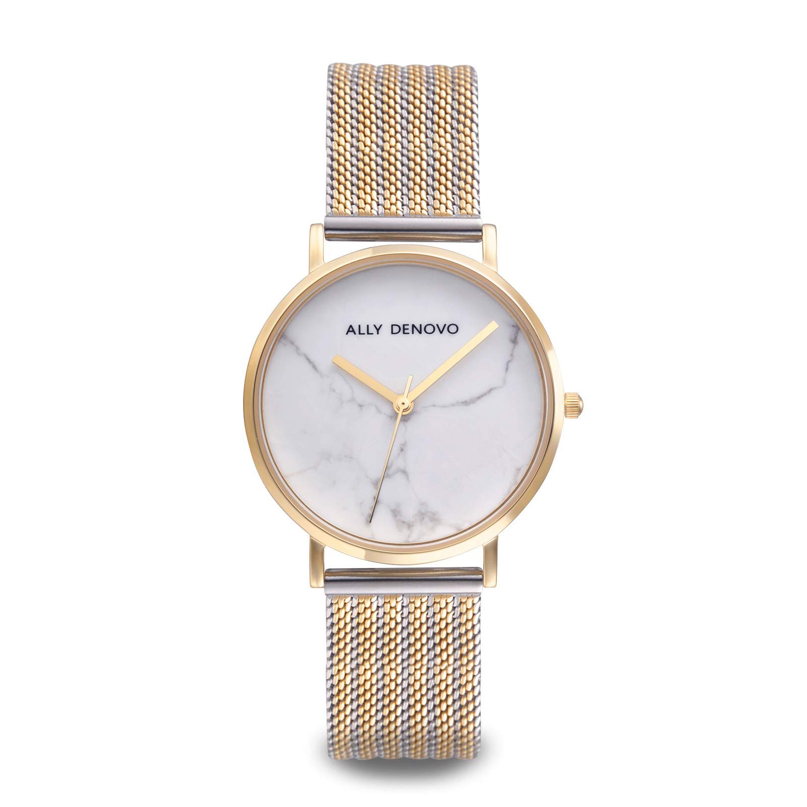 Ally Denovo Carrara Marble Mesh Women's Watch with Milanese Strap Analogue Stainless Steel AF5004.3