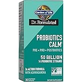 Garden of Life Dr. Formulated Pre, Post & Probiotics Calm 50 Billion CFU Daily 3-in-1 Complete Supplement with Ashwagandha – Mood Support, Digestive & Immune Support, 30 Vegetarian Capsules