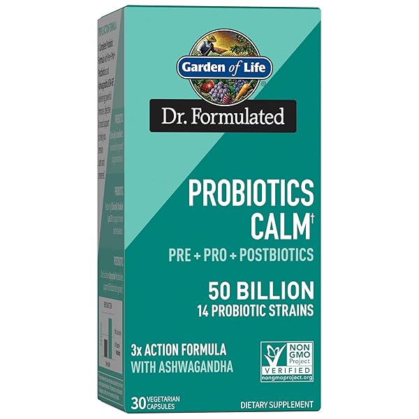 GARDEN OF LIFE DR FORMULATED CALM DAILY 3-IN-1 COMPLETE PROBIOTICS, PREBIOTICS & POSTBIOTICS WITH ASHWAGANDHA – PRE + PRO + POSTBIOTIC SUPPLEMENT FOR IMMUNE, DIGESTIVE & MOOD SUPPORT – 30 DAY SUPPLY