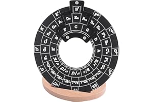Metal Melody Tool, FOVERN1 Black Circle of Fifths Wheel with Stand Holder, Musical Melody Chord Tool for Musicians, Songwriters, Beginners