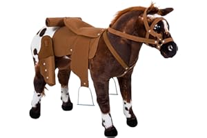Qaba Sound-Making Ride On Horse for Toddlers 3-5, with Neighing and Galloping Sound, Stuffed Animal Horse Toy for Kids with Padding, Soft Feel, Brown