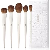Jessup Makeup Brush Set 5Pcs Face Makeup Brushes Vegan Soft Foundation Brush Blush Brush Bronzer Contour Brush Highlighter Brush Fluffy Setting Powder Brush, Light Grey T493
