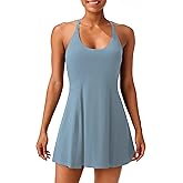 Womens Tennis Dress with Adjustable Straps Built-in Bra Workout Athletic Golf Summer Dress Non-Removable Shorts