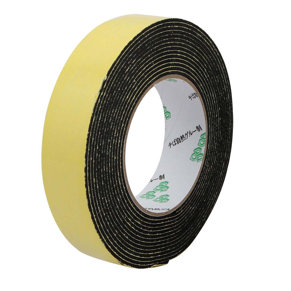 Sourcingmap Sealing Foam Tape 30mm Wide 2mm Thick 3 M/9.84ft Long, Self Adhesive Weather Strip for Window Door Insulation, Yellow Black