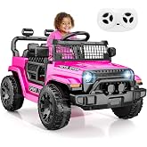 TRINEAR 12V Ride on Car for Kids with Parent Remote Control, Pinkish | Electric Car with Spring Suspension, LED Lights &amp; Music Player - Safe Battery Toy for Kids, Christmas &amp; Birthday Gift