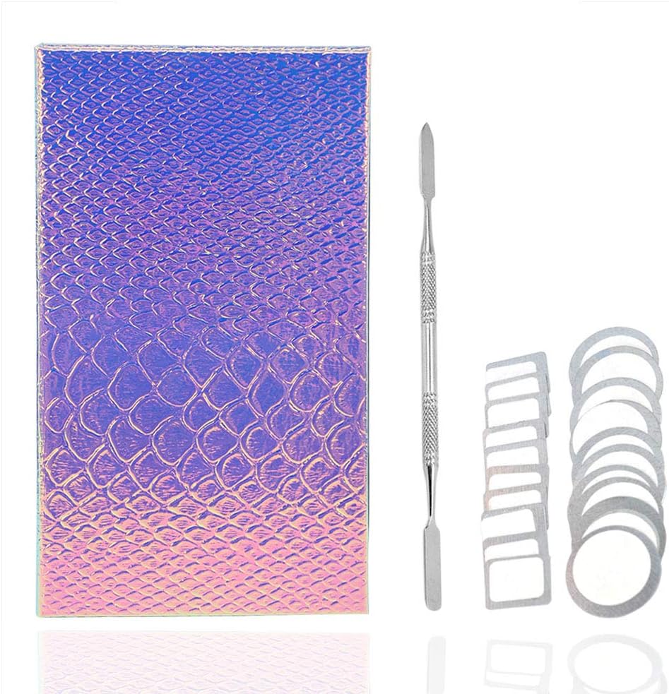 BlueZOO Empty Magnetic Makeup Eyeshadow Palette Set 1 Mermaid Magnetic Empty Palette with 1 Depotting Spatula and 20pcs Metal Stickers Empty Palette Kit for Makeups