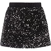 Sparkly Sequin Skirt for Girls Toddler & Kids Elastic Waistband Skirts with Lining