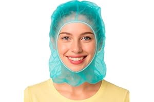 AMZ Medical Supply Blue Disposable Hood Caps, One Size. Pack of 100 Polypropylene Disposable Hoods with Elastic Edge. Breathable Full Face Hair Net. Protective Caps Hoods Hairnets