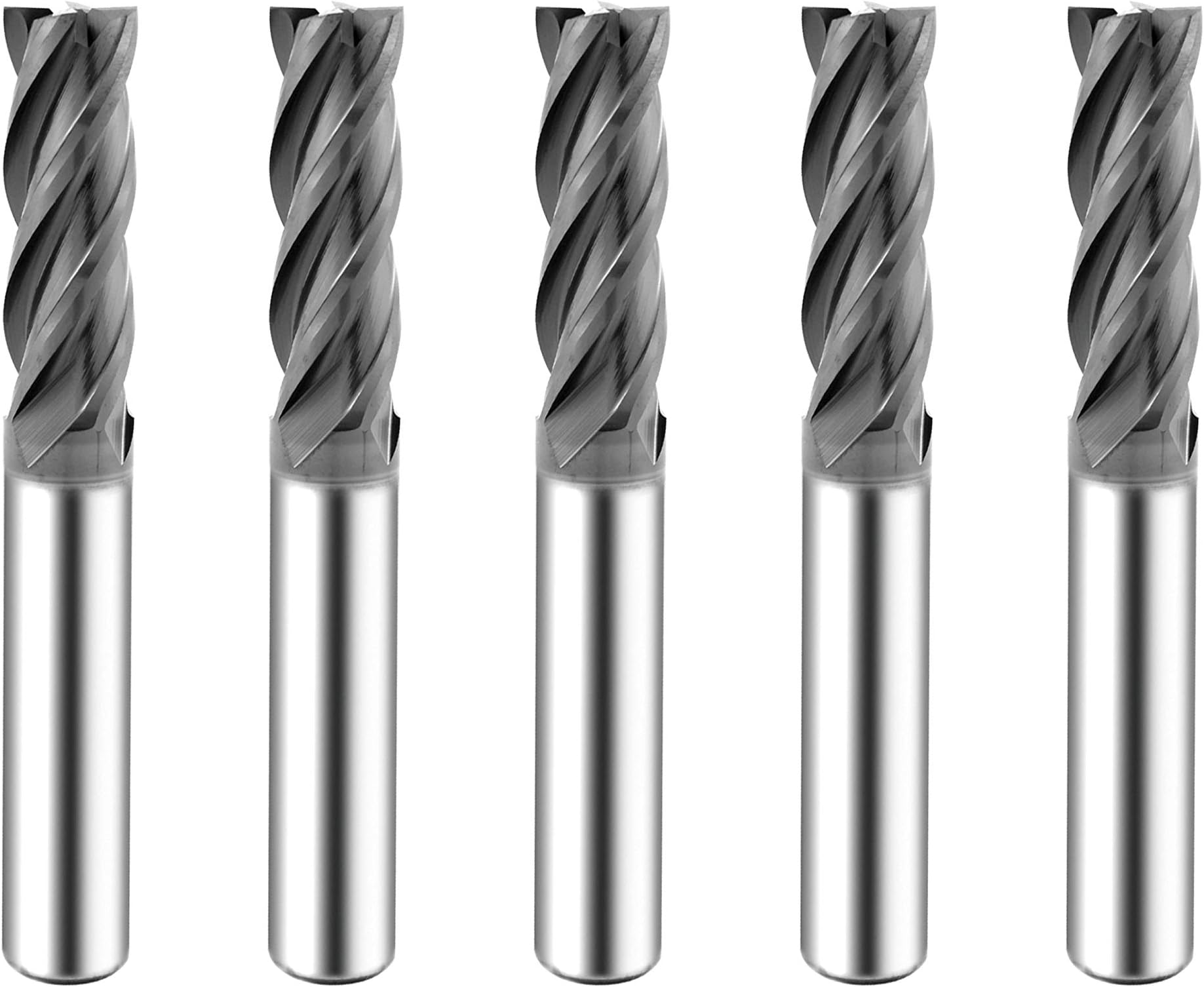 SPEED TIGER ISE Carbide Square End Mill - Micro Grain Carbide End Mill for Alloy Steels/Hardened Steels - 4 Flute - ISE1/4"4T - Made in Taiwan (5 Pieces, 1/4")