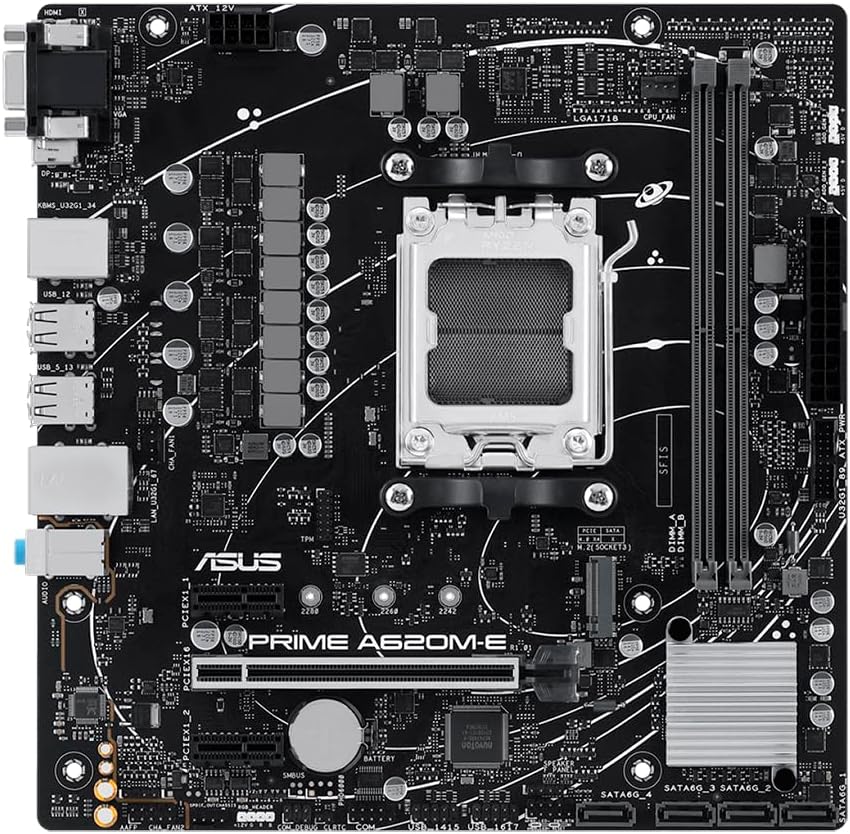 ASUS PRIME A620M-E AMD A620 AM5 DDR5 Motherboard Ryzen 7000 DP HDMI VGA M2