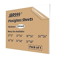 JBR999 Plexiglass 12x12" Sheets 1/4" Thick Clear