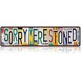 TREEPERI Vintage Sorry We're Stoned Street Sign Wall Decor Metal Tin Signs for Bar Home Bedroom Garage