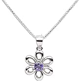 Cherished Moments .925 Sterling Silver Daisy Simulated Birthstone Necklace