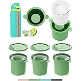 Ice Molds for Owala 24-40oz, Set of 3, Food-Grade Soft Silicone, No White Residue, Easy to Release, Straw Placement Compatible with Owala FreeSip, Keeps Drinks Cold Longer (Green)