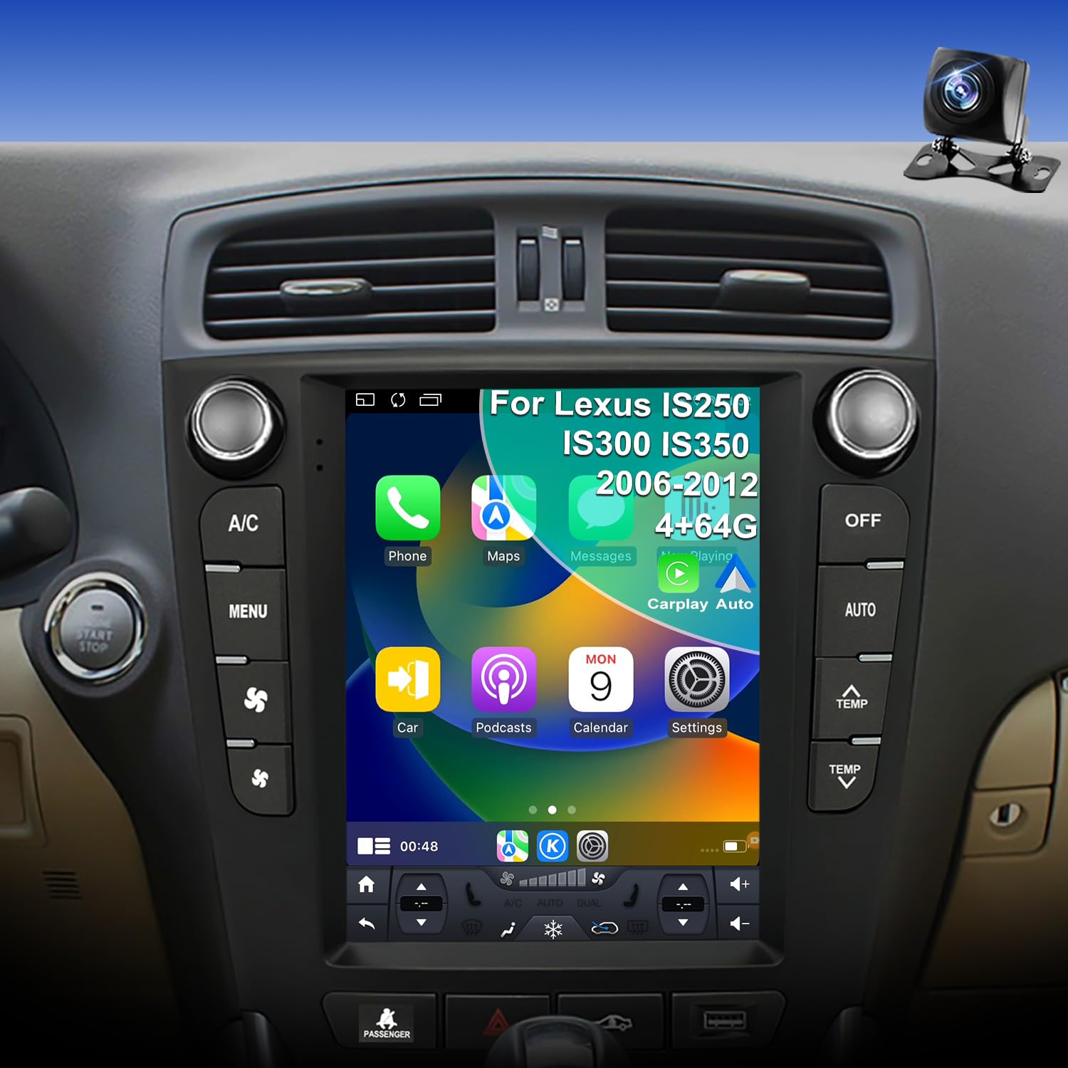 Photo 1 of 4+64G Upgrade 5GWifi Car Radio for Lexus IS250 IS300 IS350 2006-2012, Car Audio 9.7Inch Touch Screen Stereo Replacement Tesla Style, Wireless Carplay Android Auto Back up Camera GPS SWC FM Bluetooth