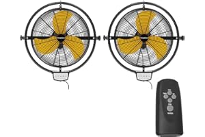 FANQIEBROS 2 PCS 20 IN 5500 CFM Remote Control Wall Mount Fan, 3 Speed High Velocity Wall Fan with Timer, Air Circulator for Garage, Commercial, Greenhouse, Warehouse & Gazebo Use, UL Listed