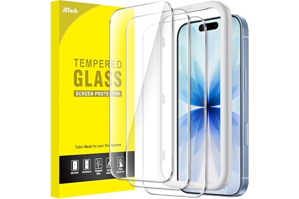 JETech Screen Protector for iPhone 17 6.3-Inch, Tempered Glass Film with Easy Installation Tool, 9H Hardness, Case-Friendly,