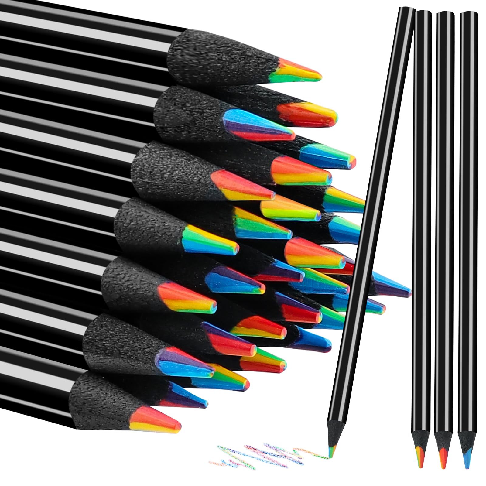 Gelanty Rainbow Pencils, 12Pcs Colouring Pencils for Adults, Arts and Crafts, Drawing Coloured Pencil, Party Bag Fillers Gifts
