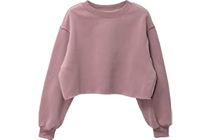 Amazhiyu Women Pullover Cropped Sweatshirts Long Sleeves Casual Fleece Crop Tops