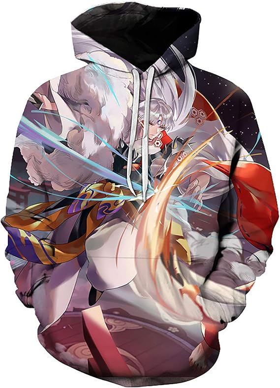 Amazon 犬夜叉 パーカー 殺生丸 セーター スウエット 3dプリント フード付き 人気 アニメ 服 メンズ レディース 大人 ユニセックス 長袖 春秋冬服 おしゃれ 柔らかい 防寒 暖かい カジュアル プレゼント トレーナー パーカー 通販