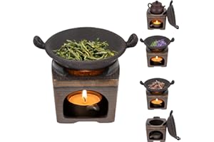 Herb Burner, Ceramic Aromatherapy Stove Essential Oil Burner, 2-in-1 Wax Melt& Incense Diffuser with Baking Tray, Zen Aromath