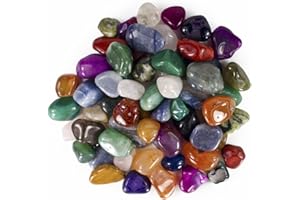 Hypnotic Gems Colorful Natural and Dyed Tumbled Stone Mix - 25 Pcs - Large Size - 1.25" to 1.75" - Average 1.5"