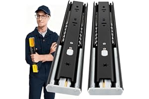 YENUO Soft Close Drawer Slides Full Extension Side Mount 12 14 16 18 20 22 24 inch Ball Bearing Metal Rails Track Guide Glides Runners Heavy Duty 100 Pound (Soft Close- 1 Pr, 14 Inch)