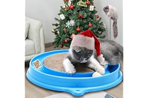 AUOON Cat Scratcher Toy - Cat Scratch Pad with Cat Toy Ball Track and Plush Mouse Toy for Indoor Cats and Kittens (Blue)