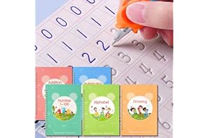 FREKNOW Reusable Grooved Handwriting Workbooks,Magic Copybook,Magic Writing Practice copy books, to help children improve their handwriting ink Practice Age 3-8 ​Calligraphy for kids(Character edition)