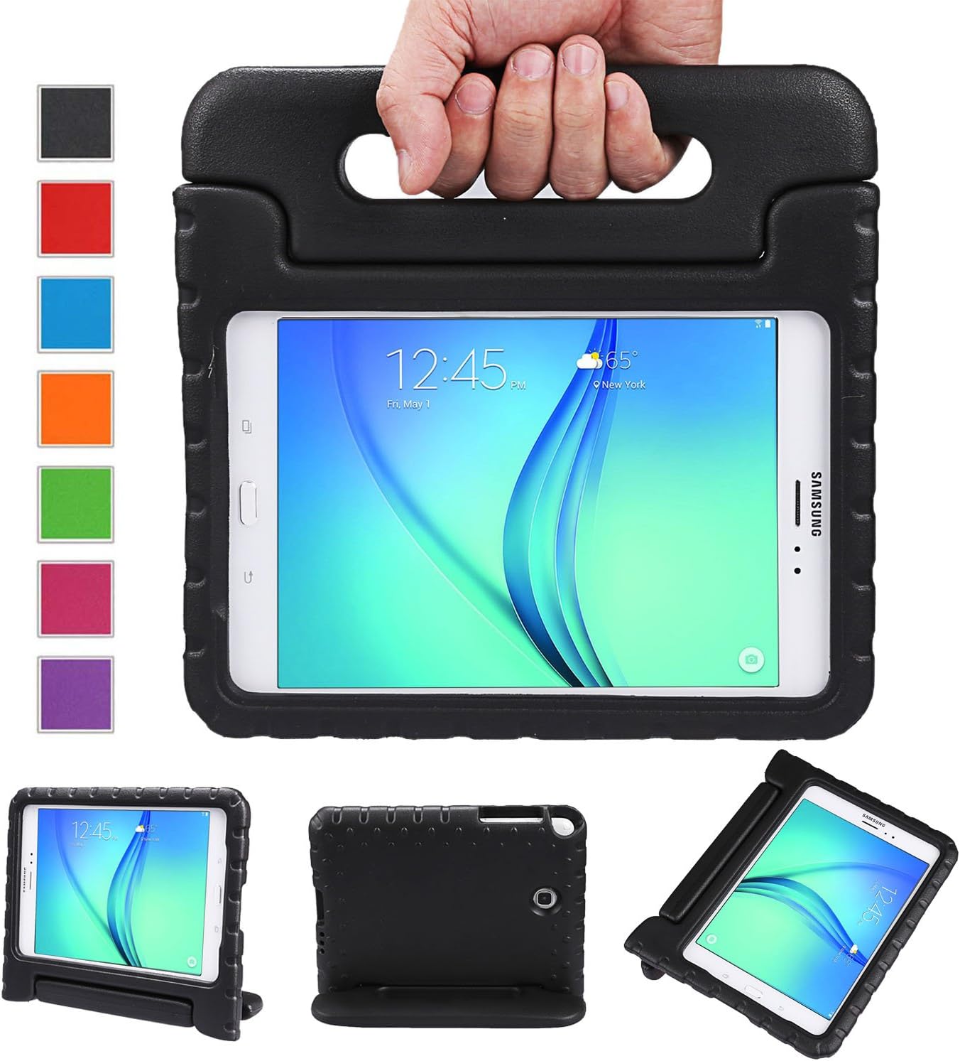 NEWSTYLE Tab A 8.0 Shockproof Case Light Weight Kids Case Super Protection Cover Handle Stand Case for Kids Children for Samsung Galaxy Tab A 8.0 8.0-inch SM-T350 - Black Color