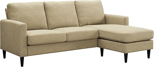 Amazon Com Dorel Living Beckie Reversible Sectional Beige
