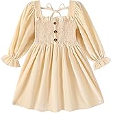 Happy Town Toddler Girl Dress Long Sleeve Play Wear Dress Baby Solid Color Casual Fall Winter Clothes