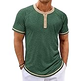 Makkrom Mens Henley Shirts Short Sleeve Casual Summer Basic T Shirts Button Vintage Lightweight Tee Tops