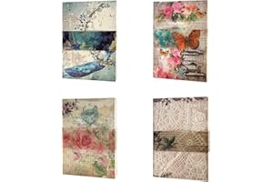 FMOACEN 400 PCS Scrapbooking Paper Vintage Lace Flower Series Scrapbook Supplies Aesthetic Decorative Papers Kit Junk Journal Supplies for Journals Planners Embellishment Collage Album Crafter Gifts