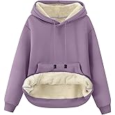Kissonic Women's Winter Warm Sherpa Fleece Lined Hoodie Sweatshirts Thick Pullover Tops with Pockets