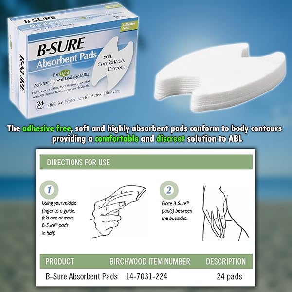B-SURE ANAL LEAKAGE PADS, BOX/24 PADS