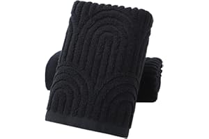 Pidada Hand Towels Set of 2 Striped Pattern 100% Cotton Absorbent Soft Decorative Towel for Bathroom (Black)