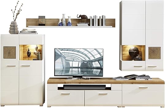 Fun Plus Wohnwand Komplett Set Mit Schonen Hirnholz Applikationen