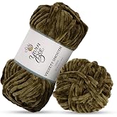 Hobby Lobby Yarn Bee Velvety Smooth Yarn, Olive, 100% Polyester, 80 Yards