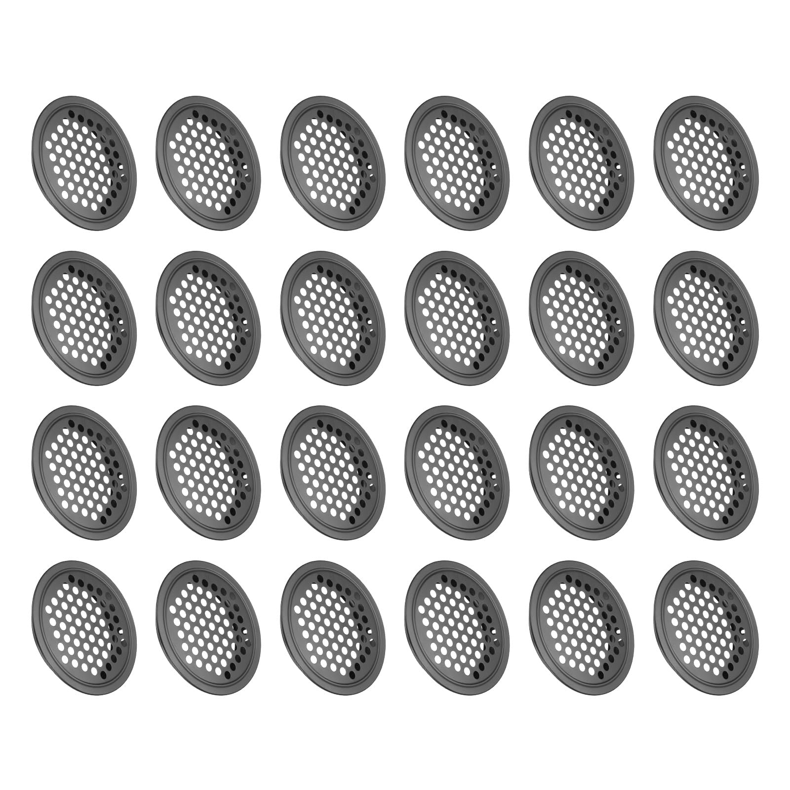 Photo 1 of uxcell 24Pcs Air Vents Circular Flat Soffit Vent 50mm/2" Stainless Steel Round Vent Mesh Hole Louver for Bathroom Home, Office, Kitchen, Cabinet, Wardrobe, Black