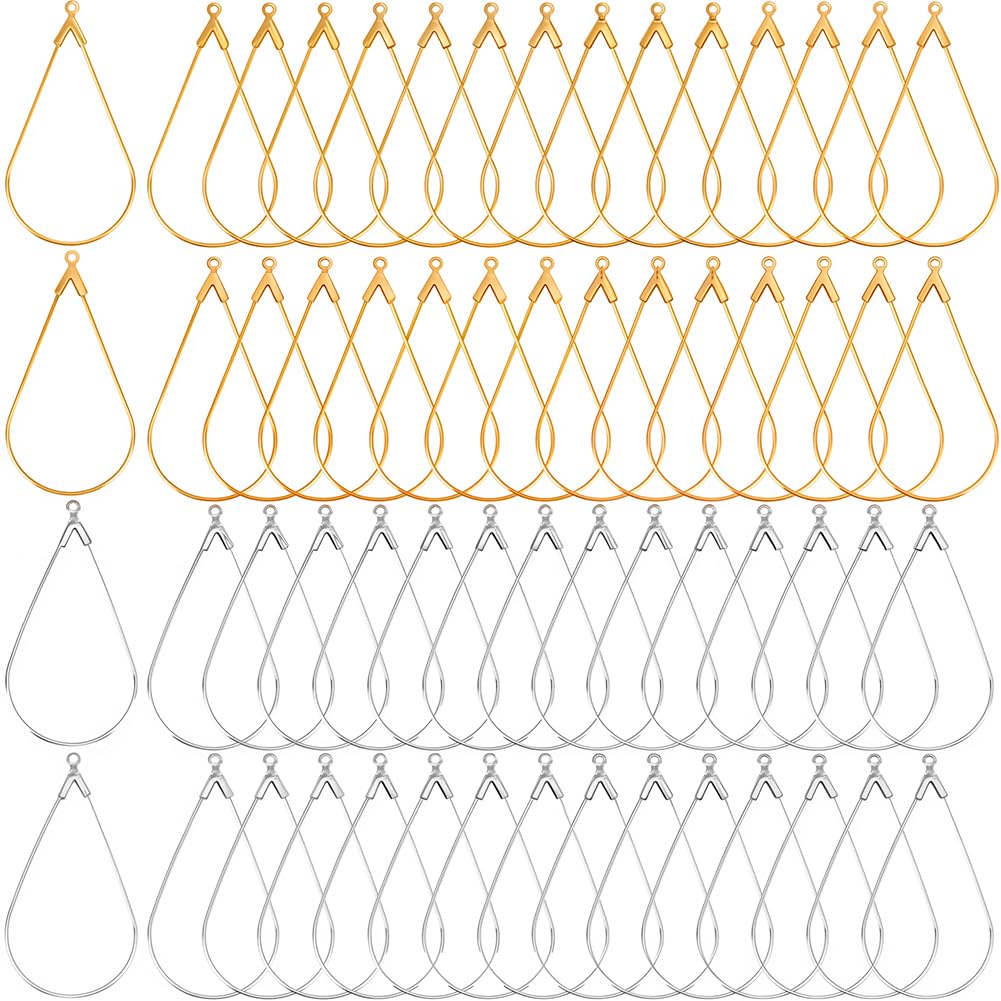 SOFPLATE 1 Box 60Pcs Beading Hoop Earring Supplies Teardrop Beading Hoop Earrings Brass Water Drop Charms Gold Hoops Earring Findings for jewellery Making Accessories DIY Earrings Crafts Decorative