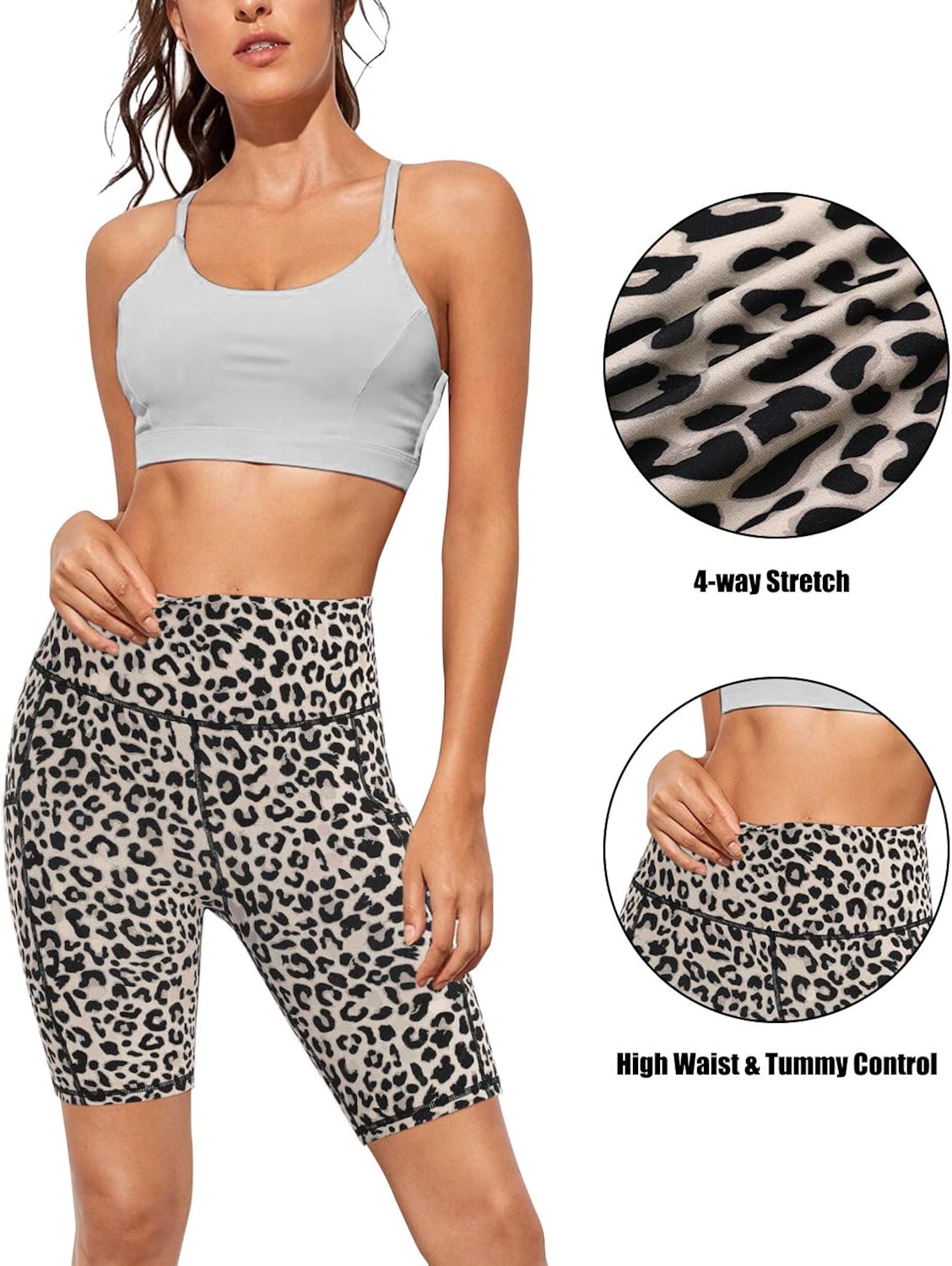 G4Free Biker Shorts for Women High Waist Yoga Shorts with Pockets Workout Running Athletic Shorts Tummy Control 8": Clothing