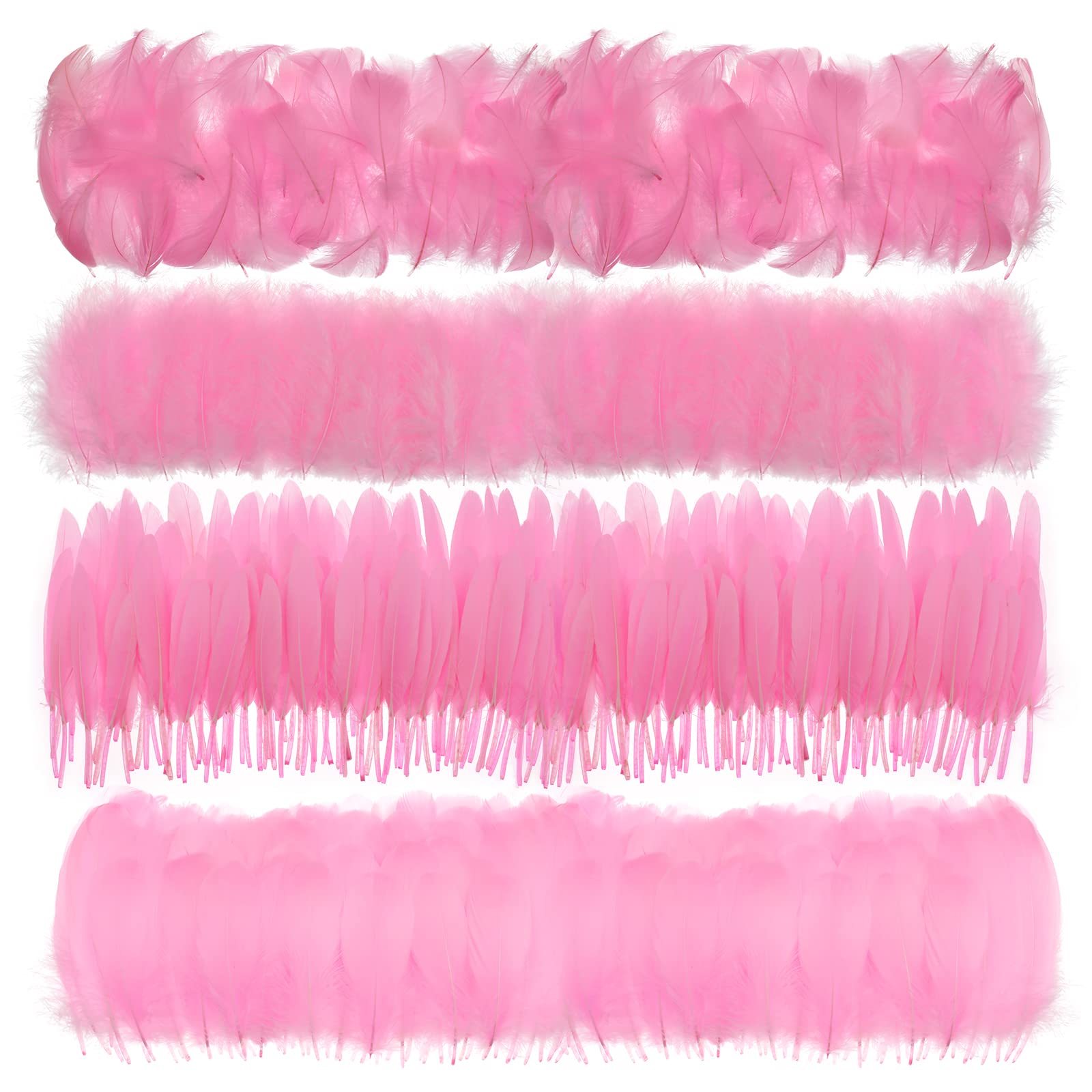 MWOOT 4 Styles Assorted Crafts Feathers, 400Pcs Feathers Bulk for DIY Dream Catchers Halloween Costume Decor (Pink) — image 1