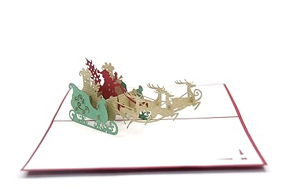 Babbo Natale Con Slitta Sulla Neve 3d Pop Up Di Carta Carta