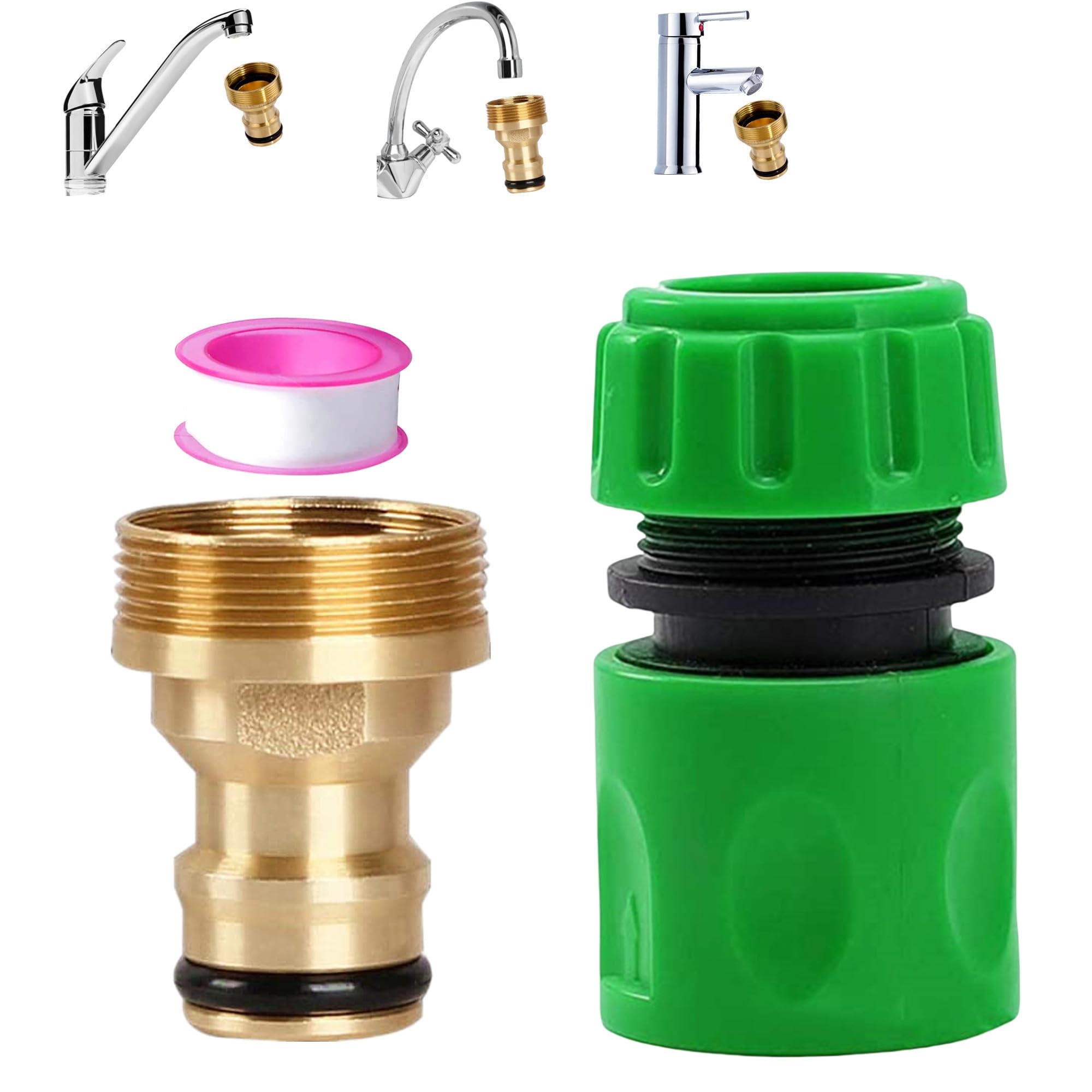 Universal Kitchen Tap Hose Connector 22mm Female 24mm Male Threaded Fitting for Sink Mixer